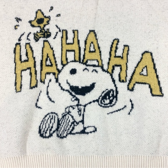 Peanuts Snoopy Woodstock Laughing HAHAHA Womens M/L Thermal Sweater Crewneck L/S - Picture 7 of 12